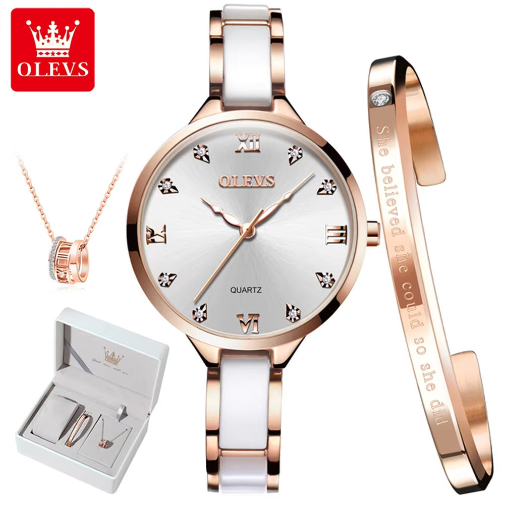 Quartz Watch for Women Japan Movement 30M Waterproof Female Watch Elegant Ceramic Strap Ladies Watch Valentine'S Day Gift