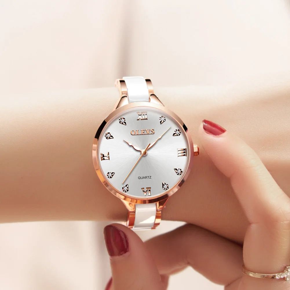 Quartz Watch for Women Japan Movement 30M Waterproof Female Watch Elegant Ceramic Strap Ladies Watch Valentine'S Day Gift