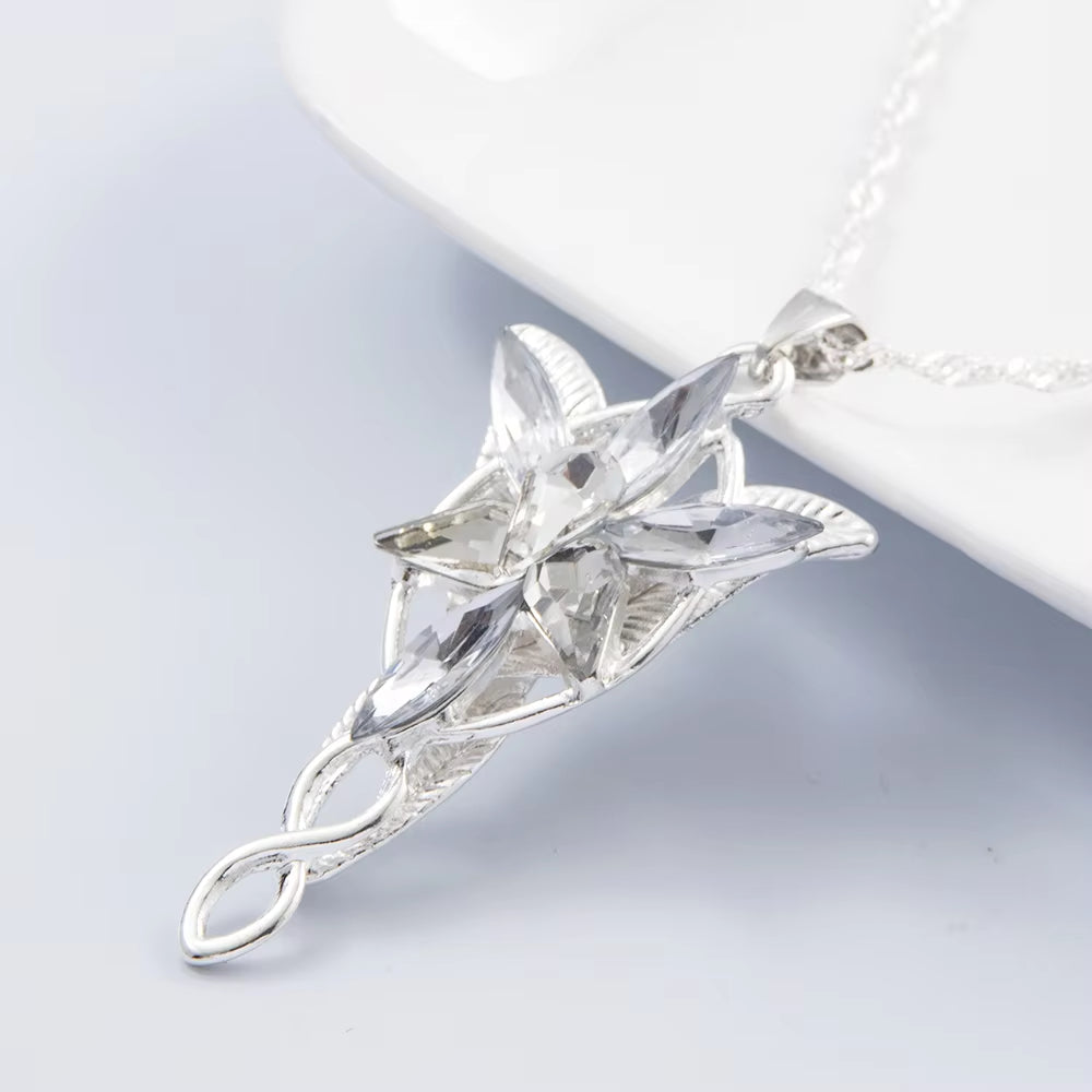 The Lord of the Rings Necklace Elf Princess Arwen Twilight Star Crystal Pendant Necklaces for Women Choker Jewelry Gift