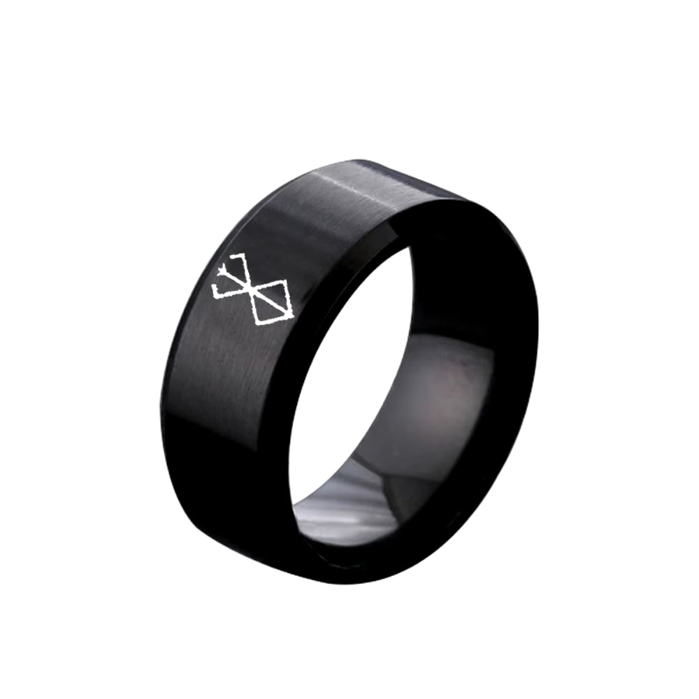 4Colors Anime Ring Commemorative Fashion Simple Cool Laser Stainless Steel Ring Berserk Ring Anime Peripheral Men'S Jewelry Gift