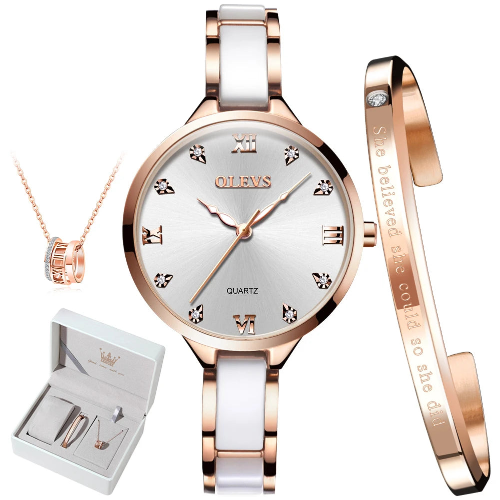 Quartz Watch for Women Japan Movement 30M Waterproof Female Watch Elegant Ceramic Strap Ladies Watch Valentine'S Day Gift