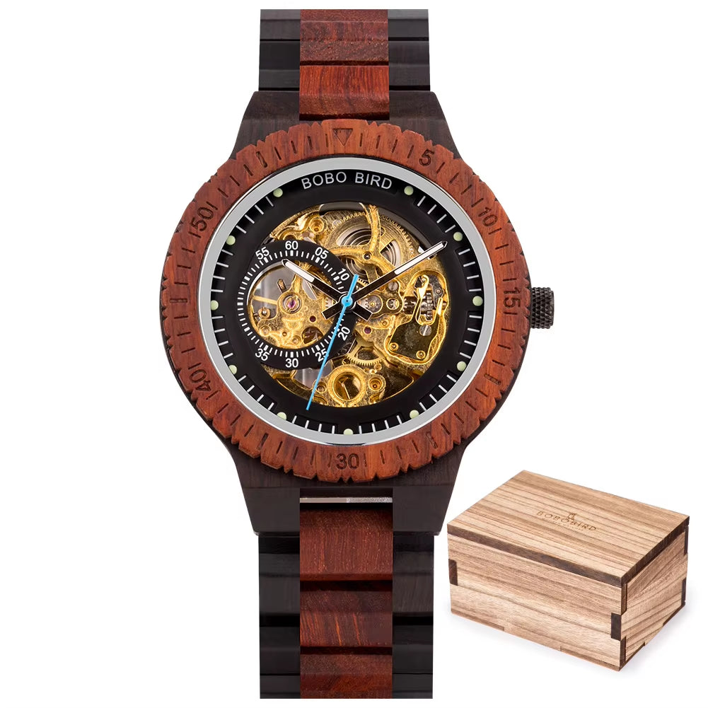 Wood Mechanical Watch Men Relogio Masculino Big Mens Watches Top Brand Luxury Timepieces Erkek Kol Saati Dropshipping