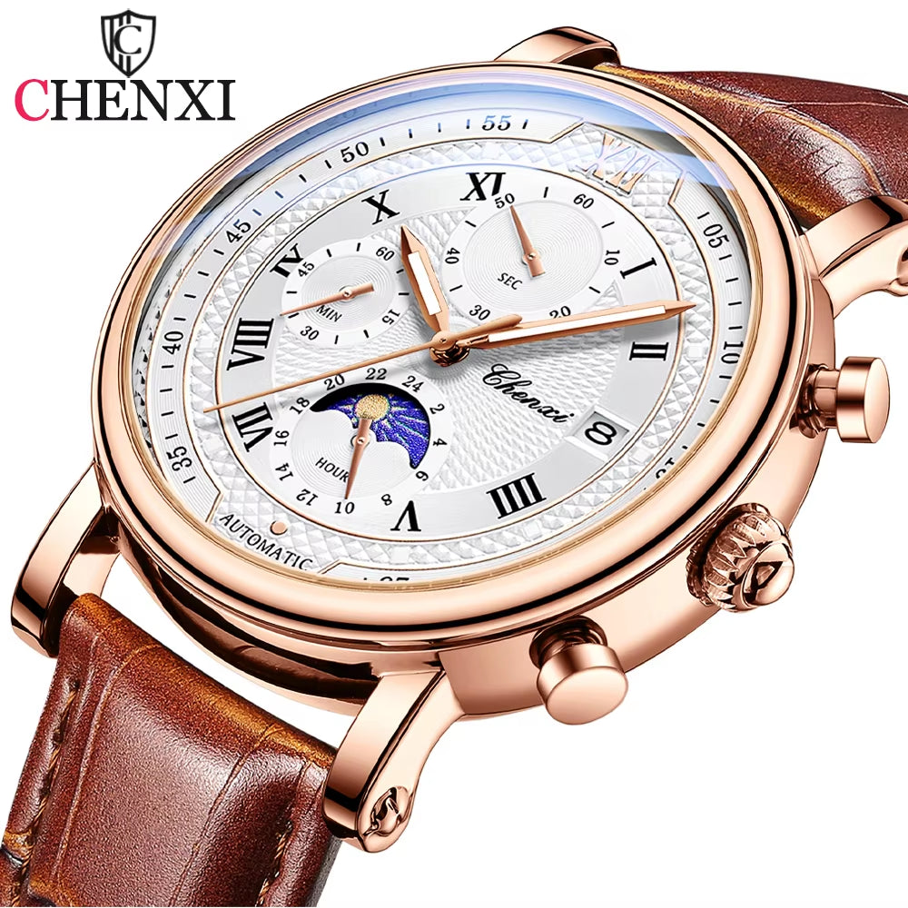 Men Quartz Watch Luxury Sports Waterproof Chronograph Luminous Date Men’S Wrist Watch Business Leather Watches Clock