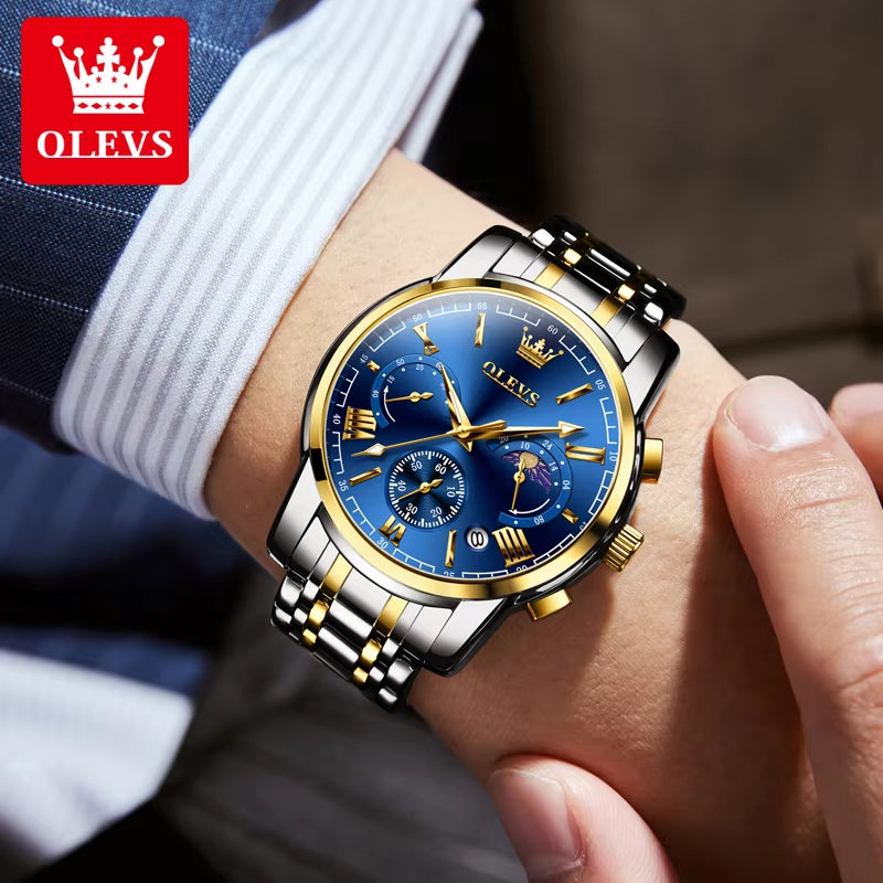 2895 Top Brand Men'S Watch Business Multi Functional Waterproof Moon Phase Calendar Chronograph Luxury Quartz Men'S Watch