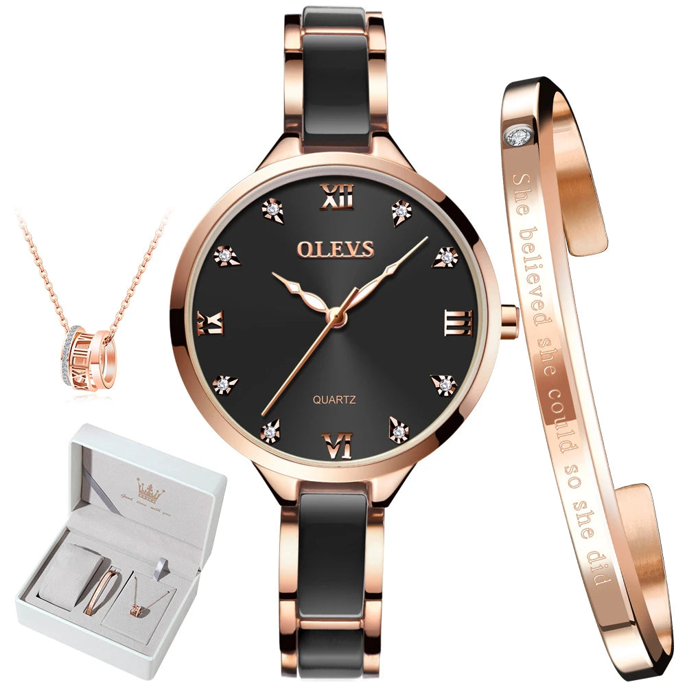 Quartz Watch for Women Japan Movement 30M Waterproof Female Watch Elegant Ceramic Strap Ladies Watch Valentine'S Day Gift