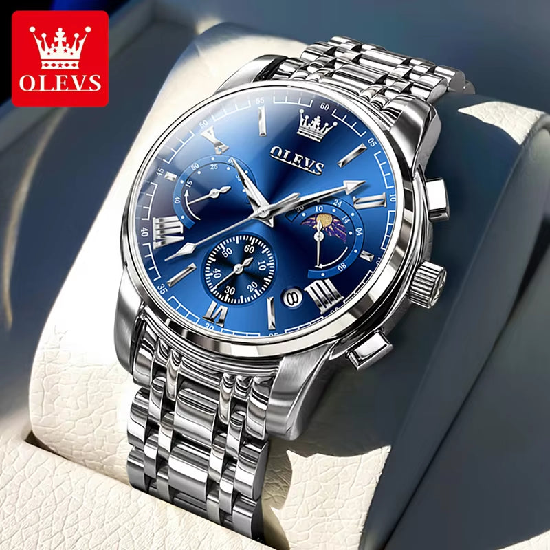 2895 Top Brand Men'S Watch Business Multi Functional Waterproof Moon Phase Calendar Chronograph Luxury Quartz Men'S Watch