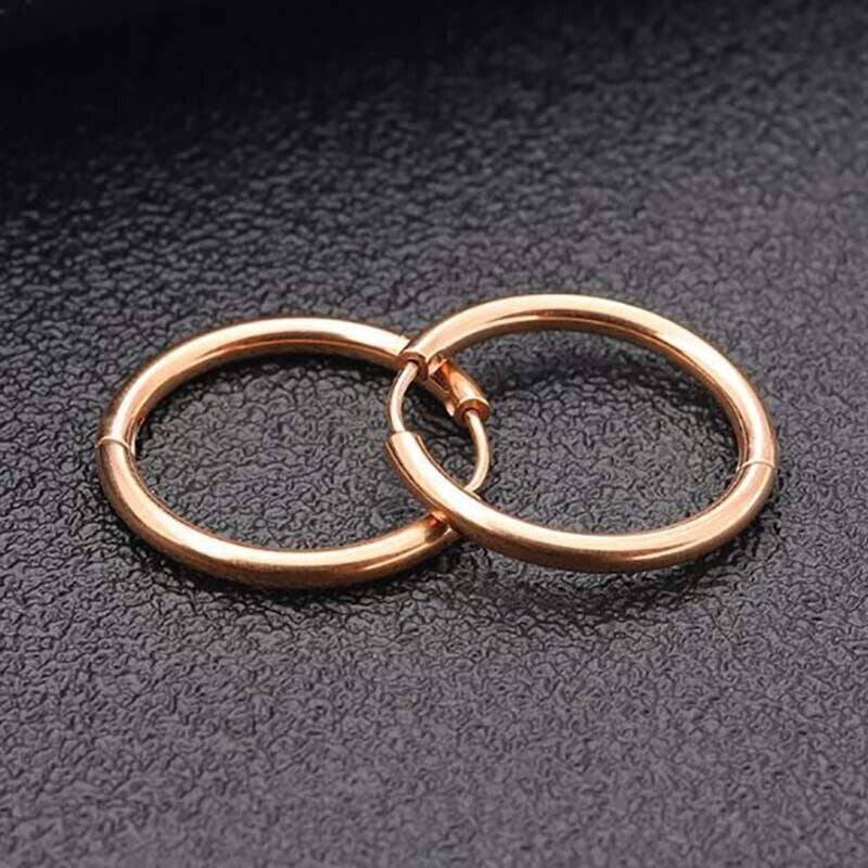 2Pcs Men Women Stainless Steel Huggie Earrings Cartilage Lip Piercing Nose Hoop