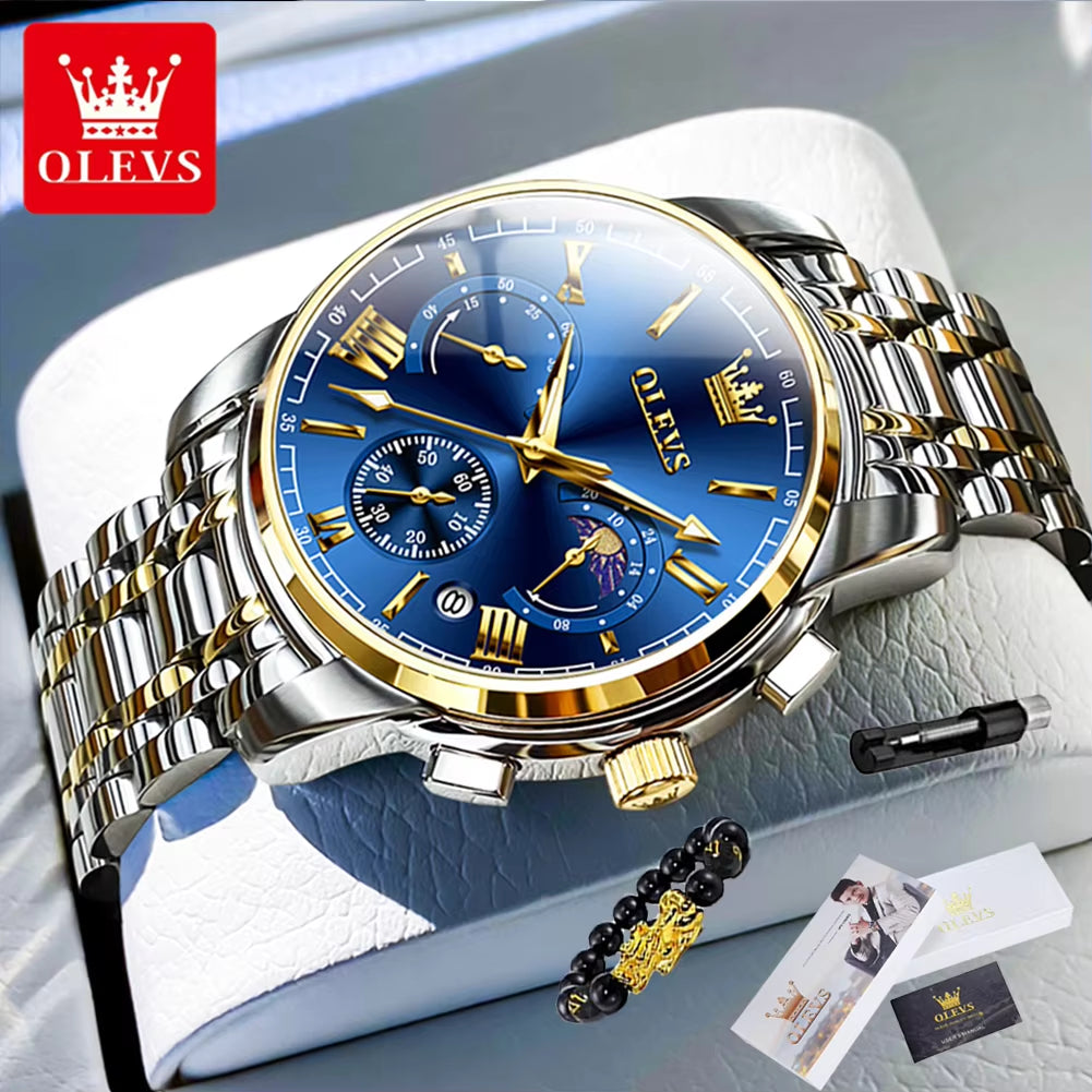 2895 Top Brand Men'S Watch Business Multi Functional Waterproof Moon Phase Calendar Chronograph Luxury Quartz Men'S Watch