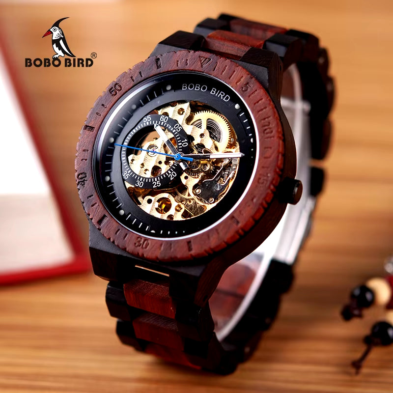 Wood Mechanical Watch Men Relogio Masculino Big Mens Watches Top Brand Luxury Timepieces Erkek Kol Saati Dropshipping