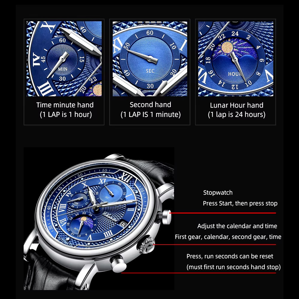 Men Quartz Watch Luxury Sports Waterproof Chronograph Luminous Date Men’S Wrist Watch Business Leather Watches Clock