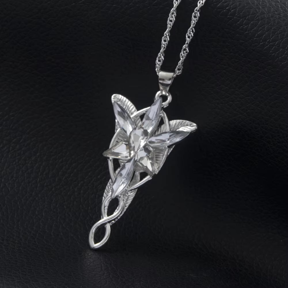 The Lord of the Rings Necklace Elf Princess Arwen Twilight Star Crystal Pendant Necklaces for Women Choker Jewelry Gift