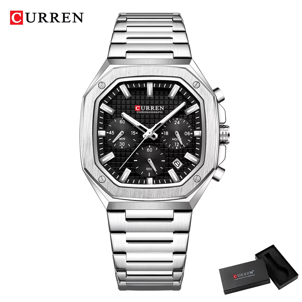 Top Brand Unique Design Square Vintage Dial Stainless Steel Bracelet New Casual Quartz Men'S Watches with Chronograph