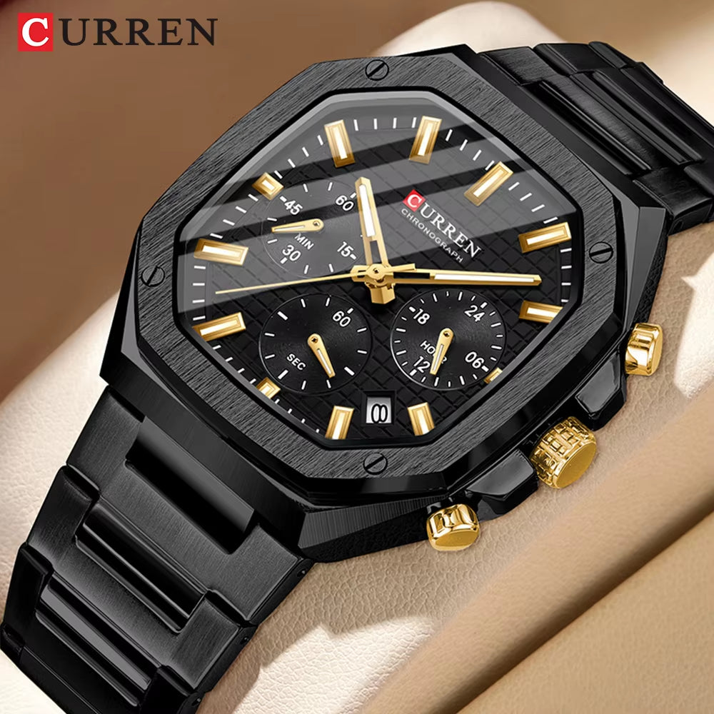 Top Brand Unique Design Square Vintage Dial Stainless Steel Bracelet New Casual Quartz Men'S Watches with Chronograph