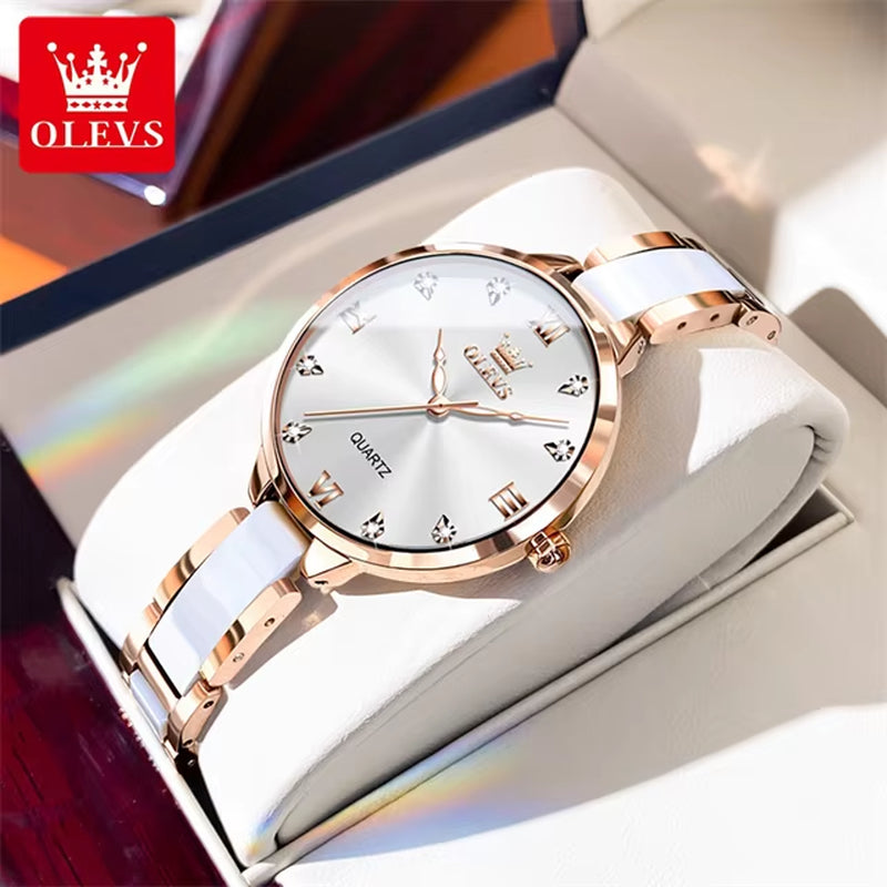 Quartz Watch for Women Japan Movement 30M Waterproof Female Watch Elegant Ceramic Strap Ladies Watch Valentine'S Day Gift