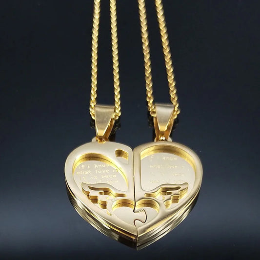 Fashion Stainless Steel Necklace for Women Men Gift Gold Color Heart Choker Necklaces Jewellery Valentine'S Day Gift N756S01