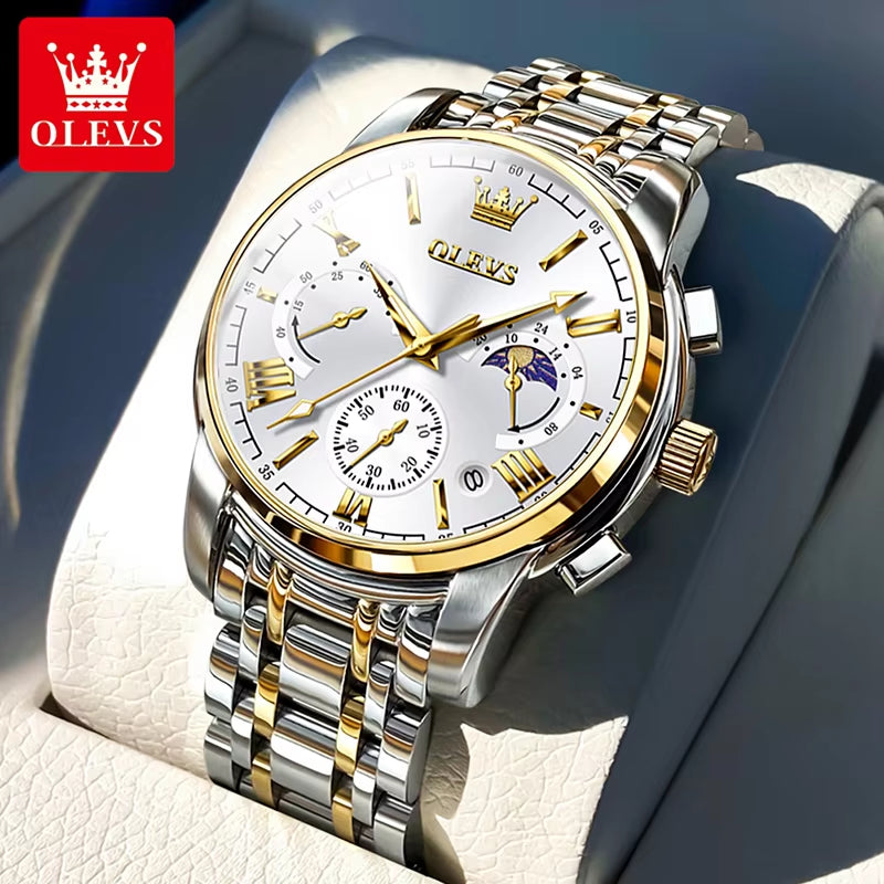 2895 Top Brand Men'S Watch Business Multi Functional Waterproof Moon Phase Calendar Chronograph Luxury Quartz Men'S Watch