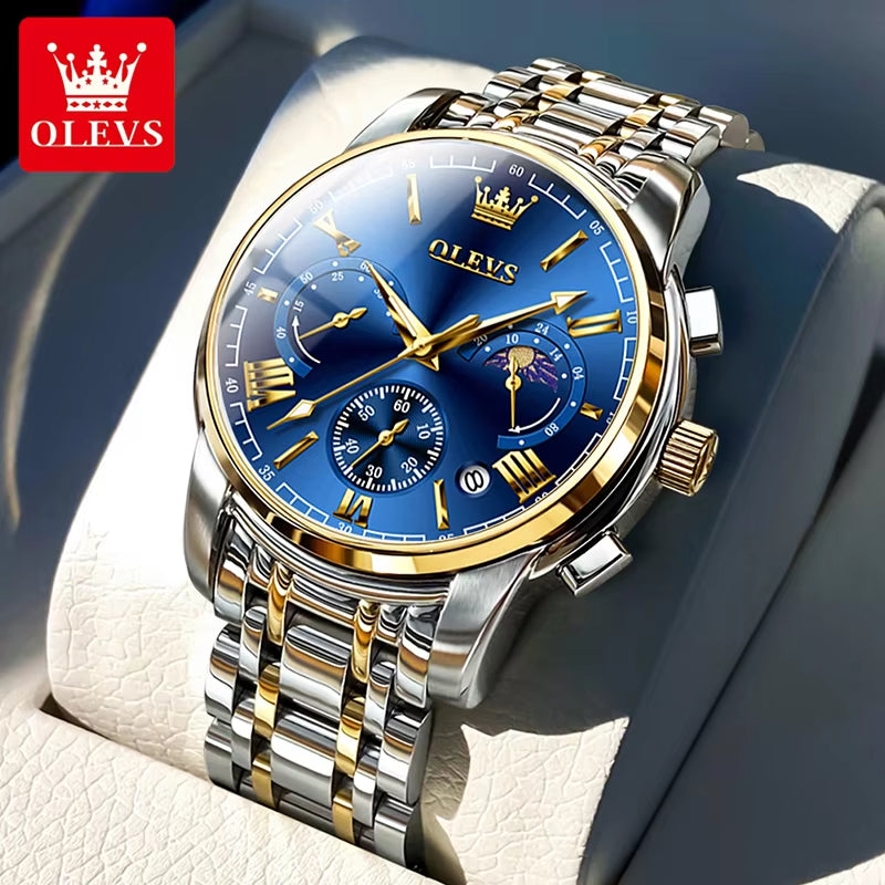 2895 Top Brand Men'S Watch Business Multi Functional Waterproof Moon Phase Calendar Chronograph Luxury Quartz Men'S Watch