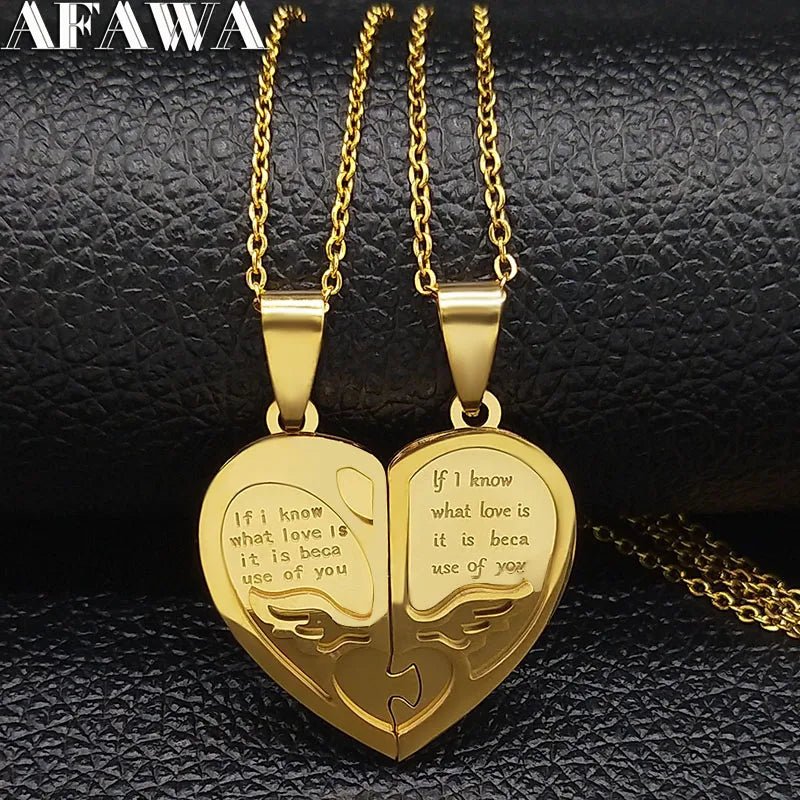 Fashion Stainless Steel Necklace for Women Men Gift Gold Color Heart Choker Necklaces Jewellery Valentine'S Day Gift N756S01