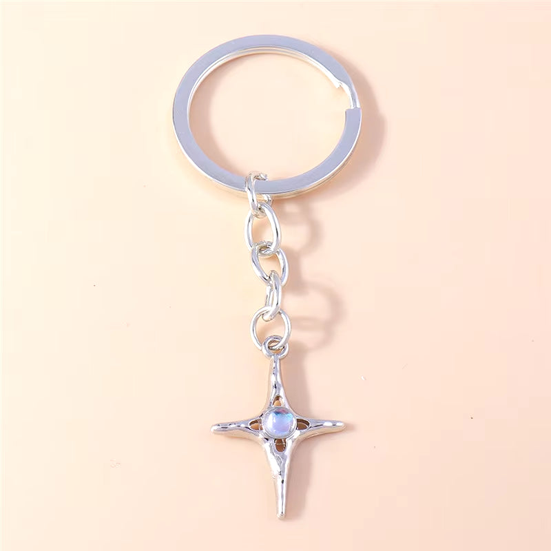 Fashion Cross Keychain for Women Men Gold Color Dazzling Crystal Religious Jesus Crucifix Key Rings Chain Christian Jewelry