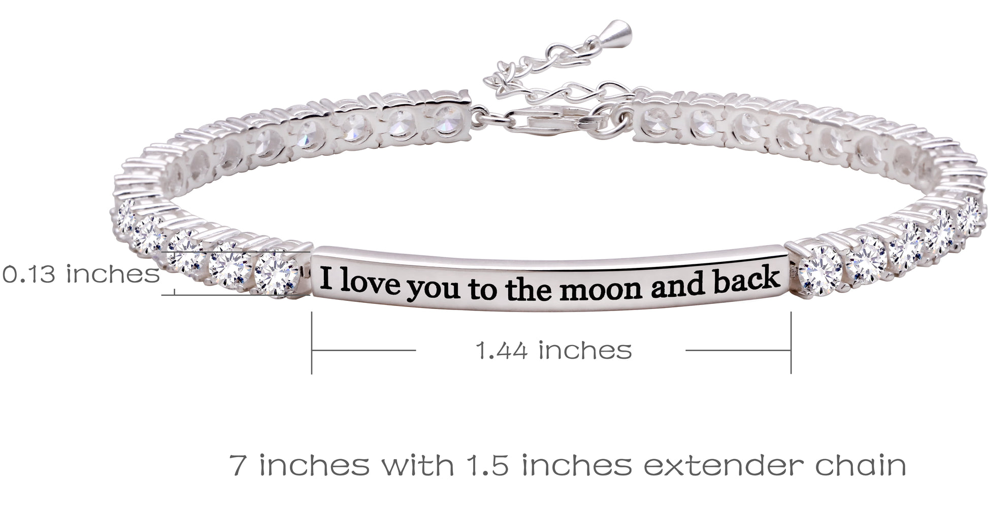 Jewelry Sterling Silver "I Love You to the Moon and Back" 4Mm Cubic Zirconia Tennis Bracelet