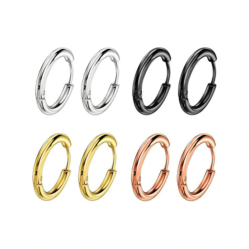 2Pcs Men Women Stainless Steel Huggie Earrings Cartilage Lip Piercing Nose Hoop