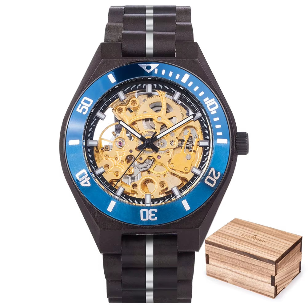 Wood Mechanical Watch Men Relogio Masculino Big Mens Watches Top Brand Luxury Timepieces Erkek Kol Saati Dropshipping