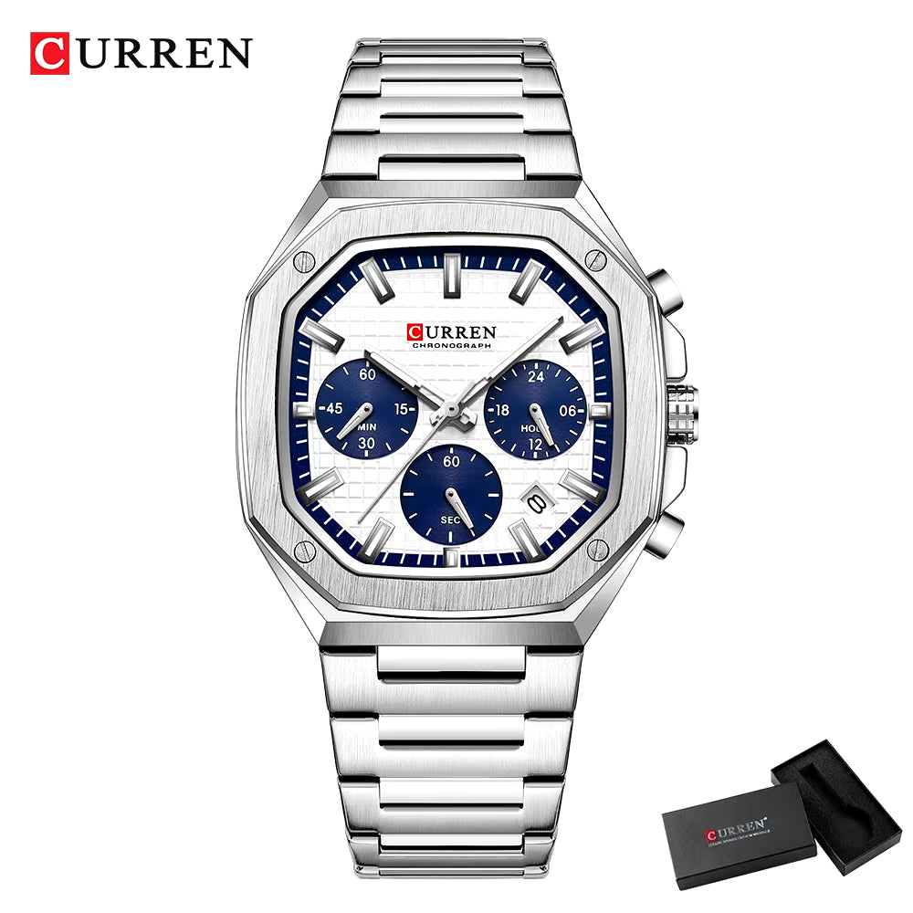 Top Brand Unique Design Square Vintage Dial Stainless Steel Bracelet New Casual Quartz Men'S Watches with Chronograph