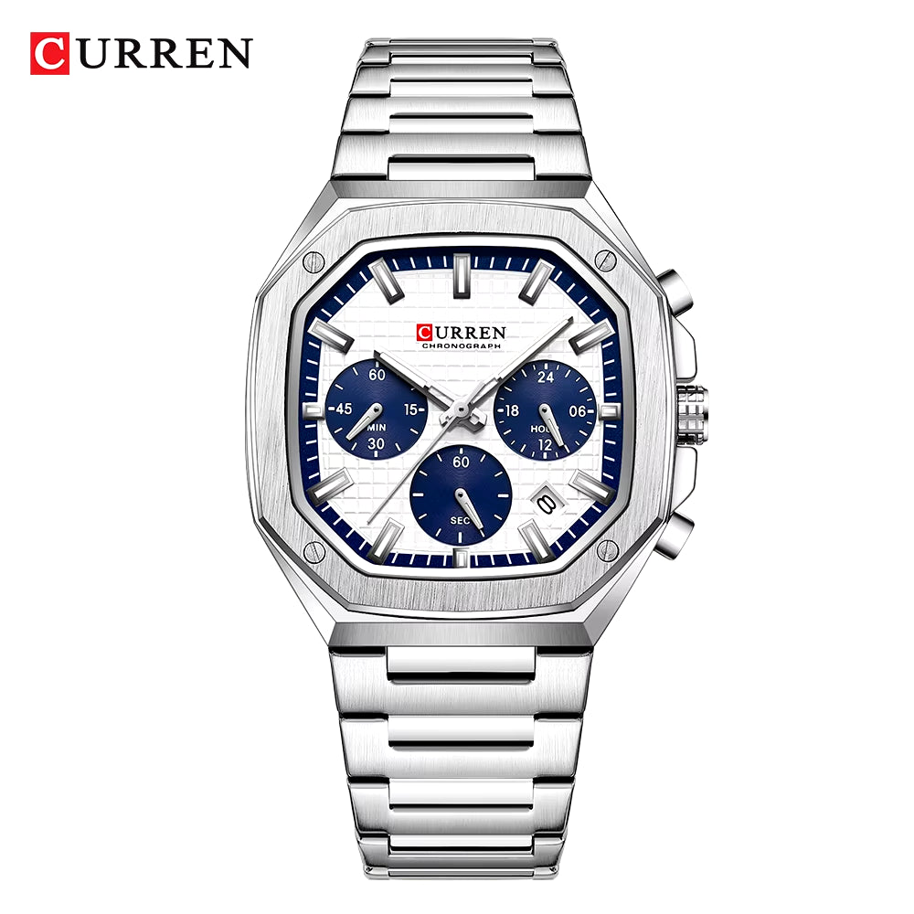 Top Brand Unique Design Square Vintage Dial Stainless Steel Bracelet New Casual Quartz Men'S Watches with Chronograph