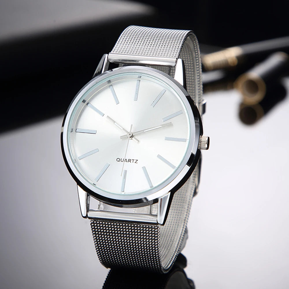 Luxury Women Watches 2023 New Stylish Silver Minimalist Business Ladies Quartz Watch Breathable Leather Steel Clock Reloj Mujer