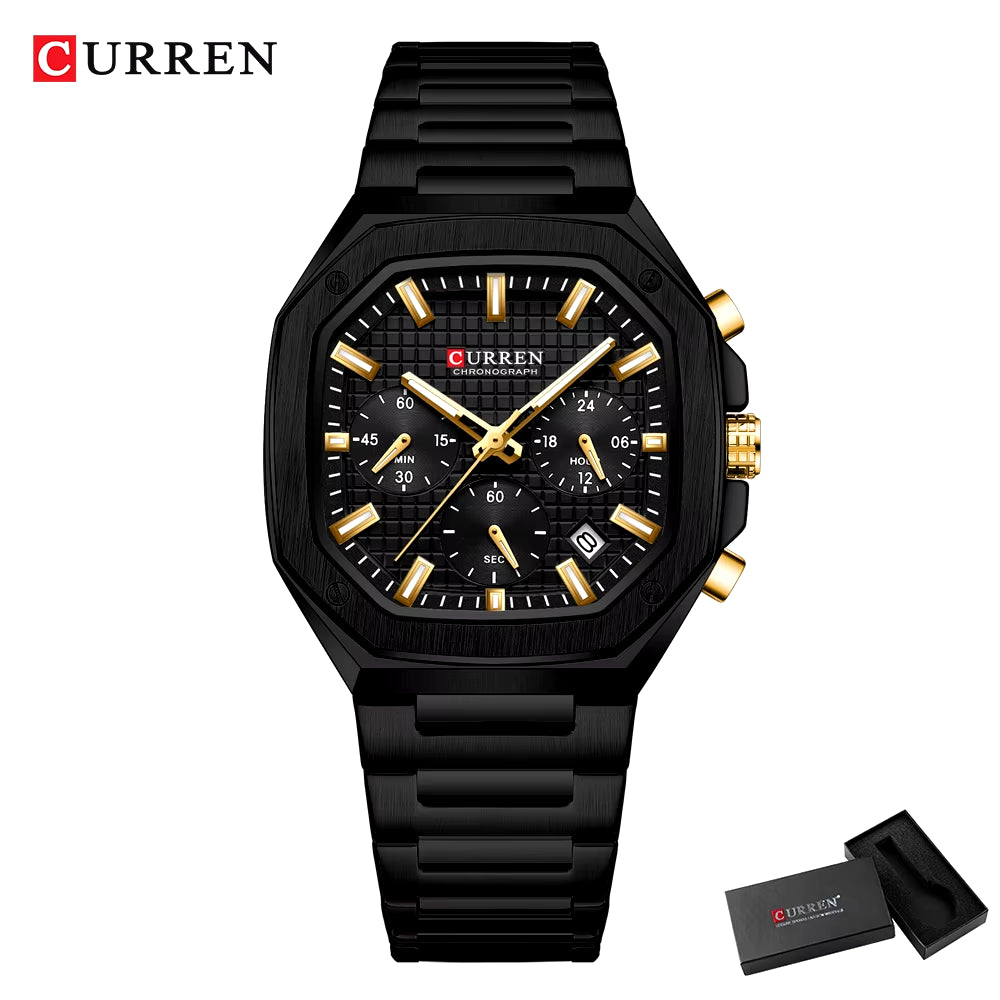 Top Brand Unique Design Square Vintage Dial Stainless Steel Bracelet New Casual Quartz Men'S Watches with Chronograph