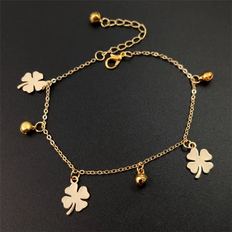 Bohemian Flowers and Bell Anklets for Women Charm Leg Bracelet Fashion Jewellery for Female Ankle Bracelet Cheville Femme