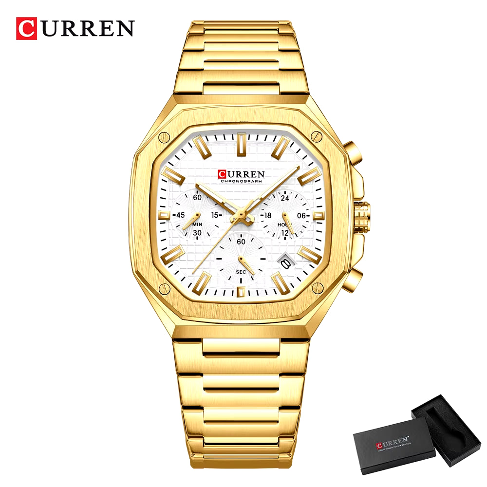 Top Brand Unique Design Square Vintage Dial Stainless Steel Bracelet New Casual Quartz Men'S Watches with Chronograph